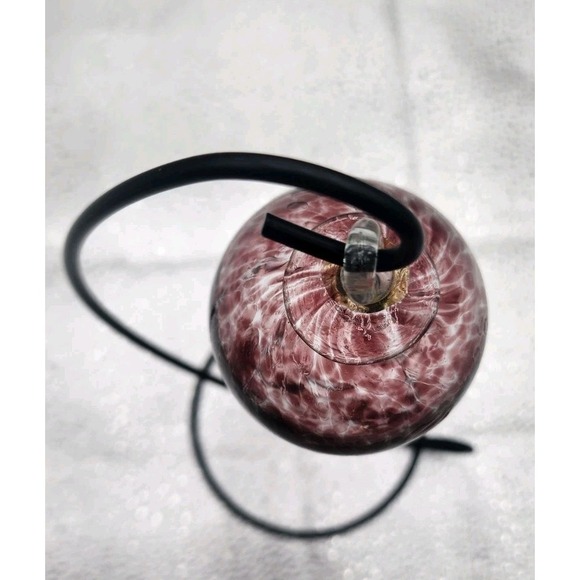 Mauve Spotted Hand Blown Art Glass Orb Christmas Ornament Gazing Ball vtg PBarn? - Picture 7 of 13